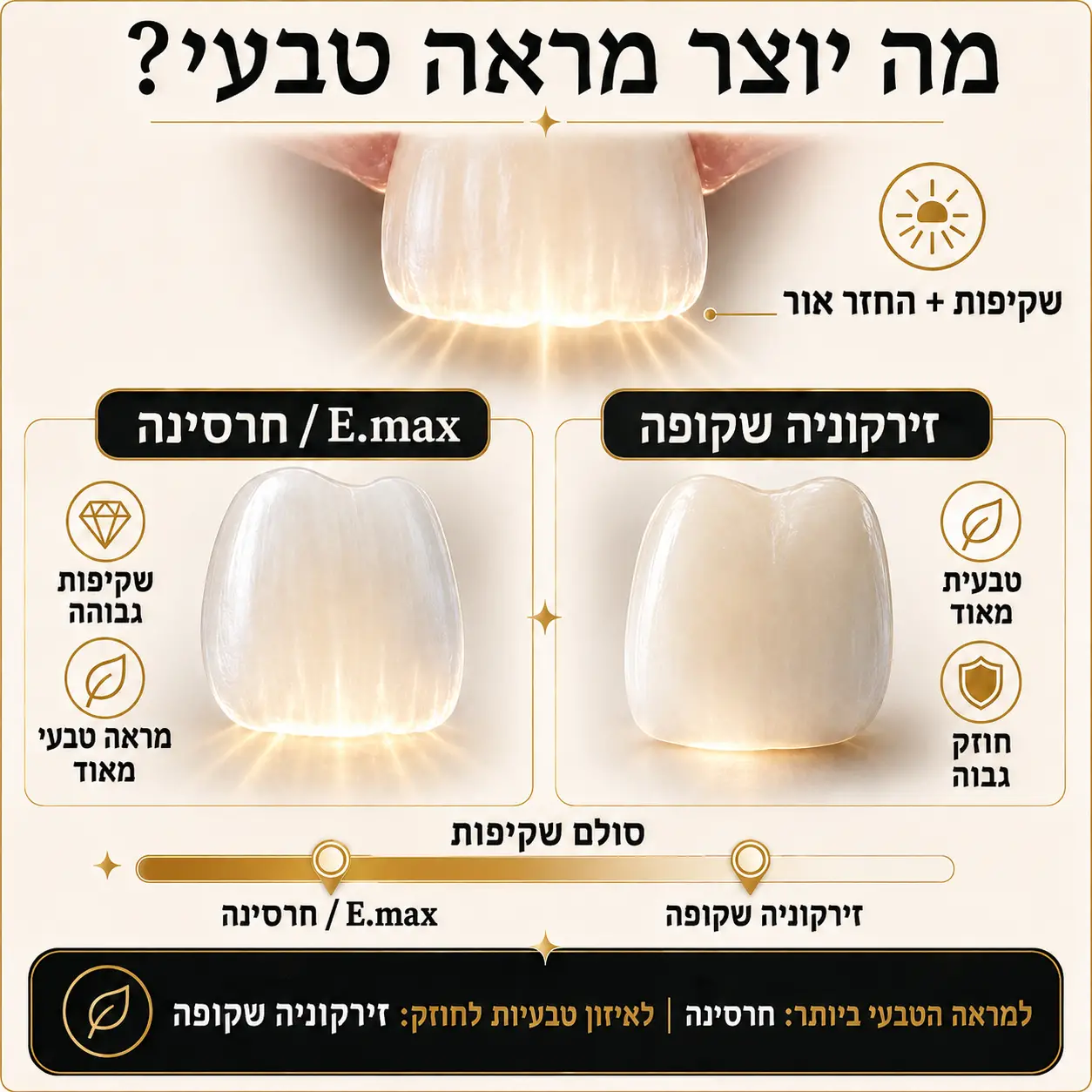 כתר זירקוניה או חרסינה | אינפוגרפיקה